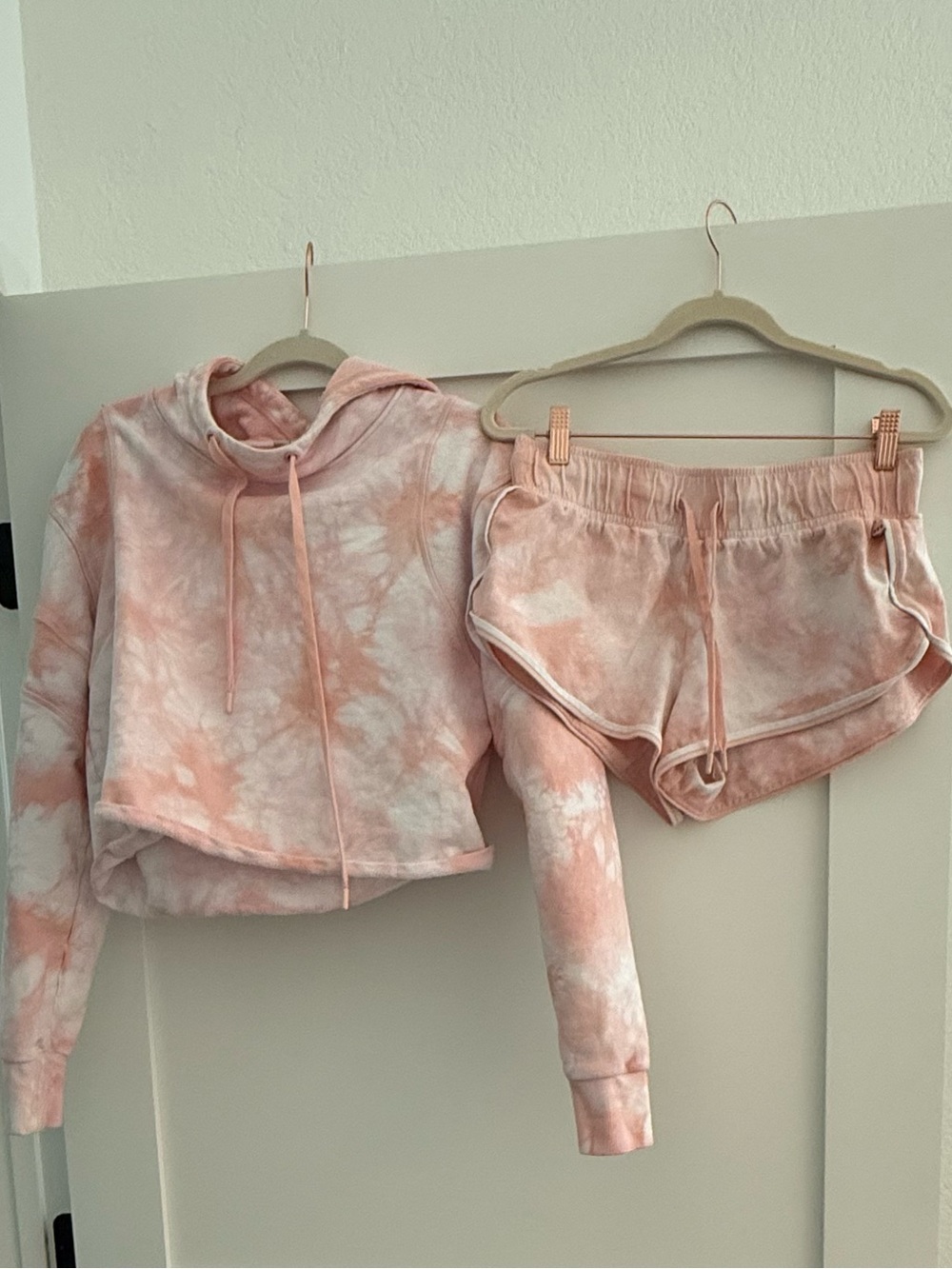 Lorna Jane cropped terry sweatshirt and shorts